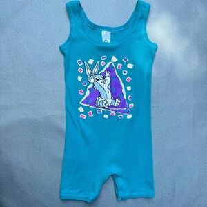 Vintage 1993 Gerber Baby Looney Tunes Onesie One Piece Bugs Bunny Teal 9-12 LRG